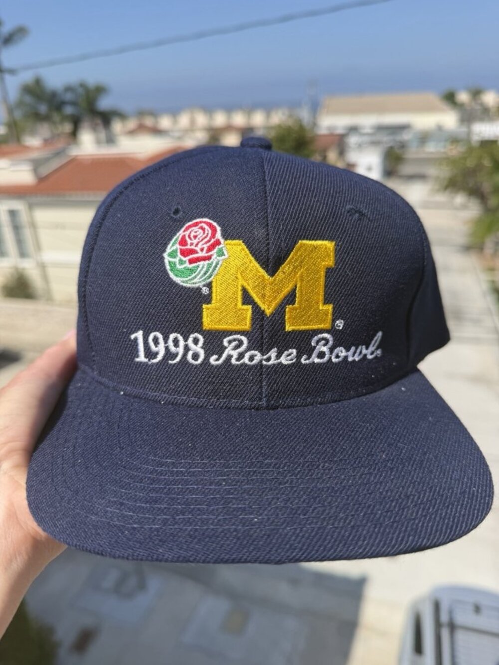 NEW Deadstock Vintage 90s 1998 Michigan Wolverines Rose Bowl wool blend cap